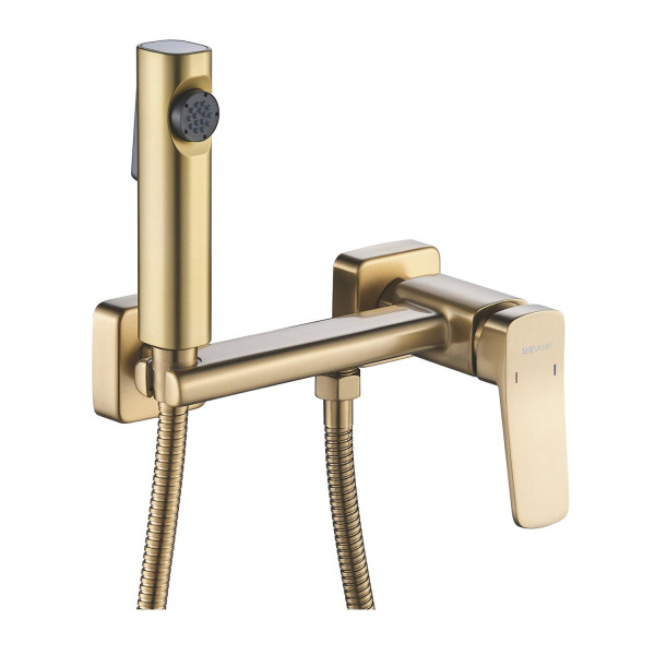 Гигиенический душ со смесителем Shevanik S9905G-1, золотой сатин. Фото 1