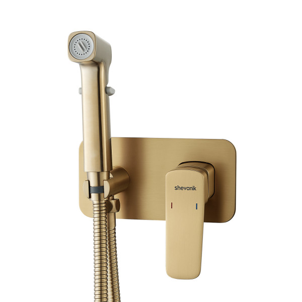 Гигиенический душ со смесителем Shevanik S9905G, золотой сатин. Фото 1