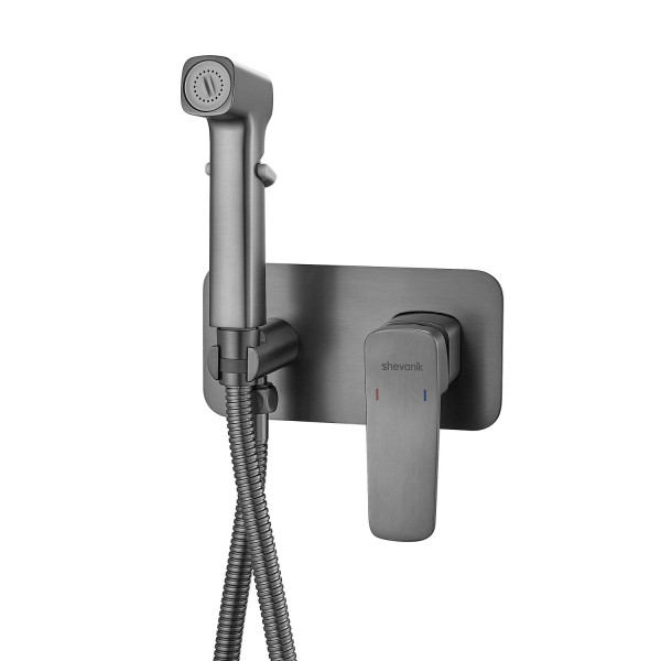 Гигиенический душ со смесителем Shevanik S9905T, оружейная сталь. Фото 1