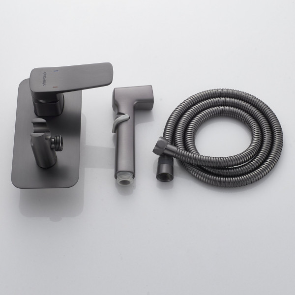 Гигиенический душ со смесителем Shevanik S9905T, оружейная сталь. Фото 3