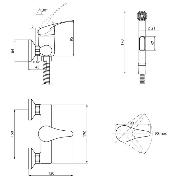 Гигиенический душ со смесителем Славен СЛ-ОД-П51, хром. Фото 2