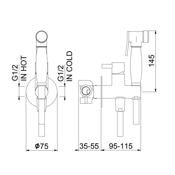 Гигиенический душ со смесителем Webert Elio EL870302345, никель. Фото 2