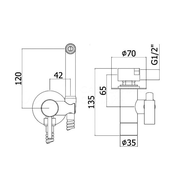 Гигиенический душ со смесителем Webert Pegaso PE870303010, золото. Фото 2