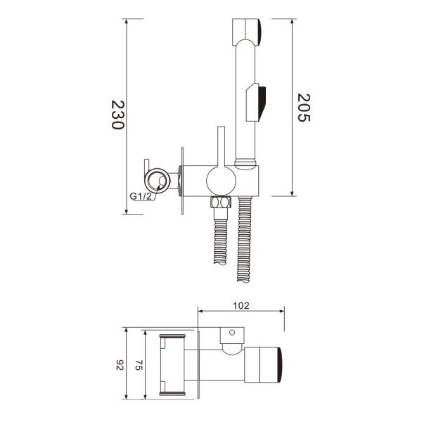 Гигиенический душ со смесителем WesnaArt EKO EKO05-410, хром. Фото 2