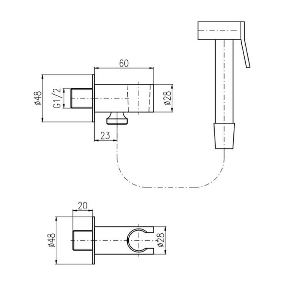 Гигиенический комплект Rav Slezak SK0054/1, хром. Фото 2