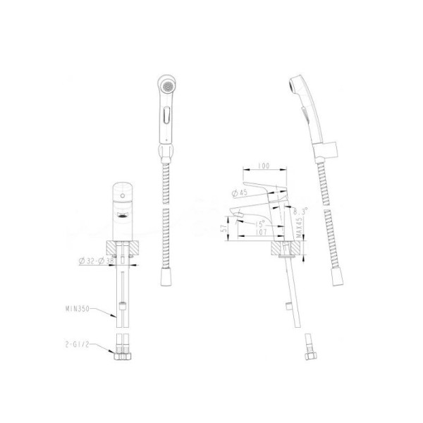 Гигиенический набор Bravat D91112CP-RUS, хром. Фото 2