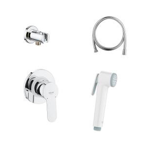 Готовый комплект для гигиенического душа GROHE BauEdge: встраиваемый смеситель, гигиенический душ со шлангом и держателем, белая луна (124897). Фото 1