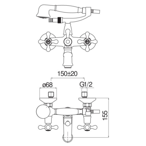 GRC5001BR GRAZIA смеситель для ванны, бронза. Фото 2