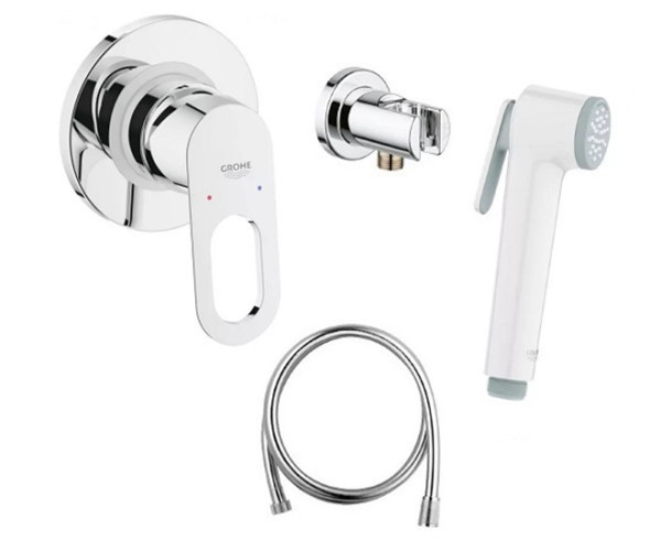 Grohe 124896 BauLoop Готовый комплект гигиенического душа (белый душ). Фото 1
