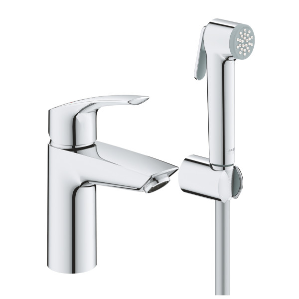 Grohe 23 124 003 Eurosmart Смеситель для раковины 92 мм, гладкий, с гигиеническим душем. Фото 1