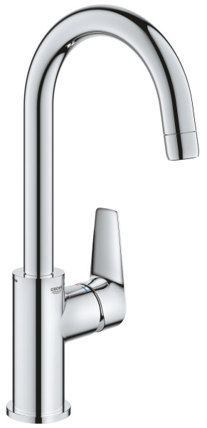 Grohe 23 911 001 BauEdge Смеситель для раковины 208 мм, PushOpen, ∩ излив, 5,7 л/мин. Фото 1