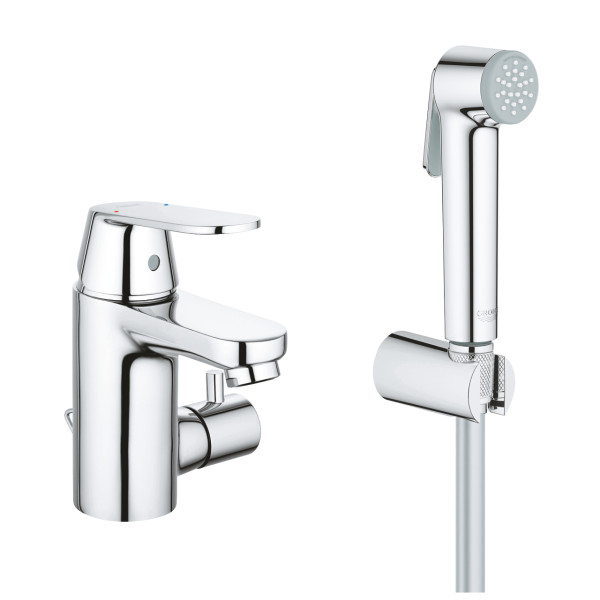 Grohe 23 950 000 Eurosmart Cosm Смеситель для раковины 87 мм, гладкий, с запор. клап., с гиг. душем. Фото 1