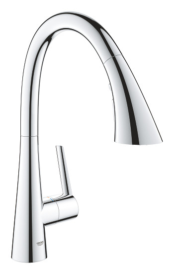 Grohe 32 294 002 Zedra Смеситель для кухни 216 мм, выдвижной ∩ излив, 3 режима. Фото 1