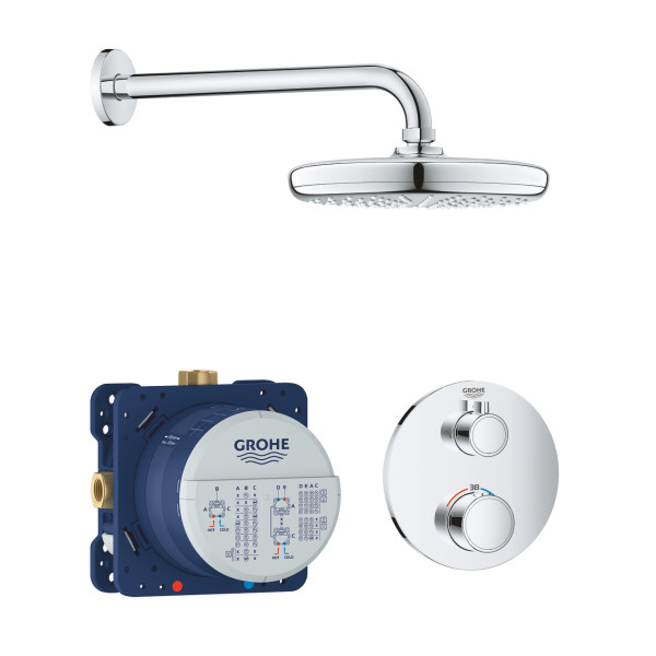 Grohe 34 726 000 Grohtherm Набор для комплектации душа: терм. на 2 потр., БЕЗ шл. подкл., руч. д. Фото 1