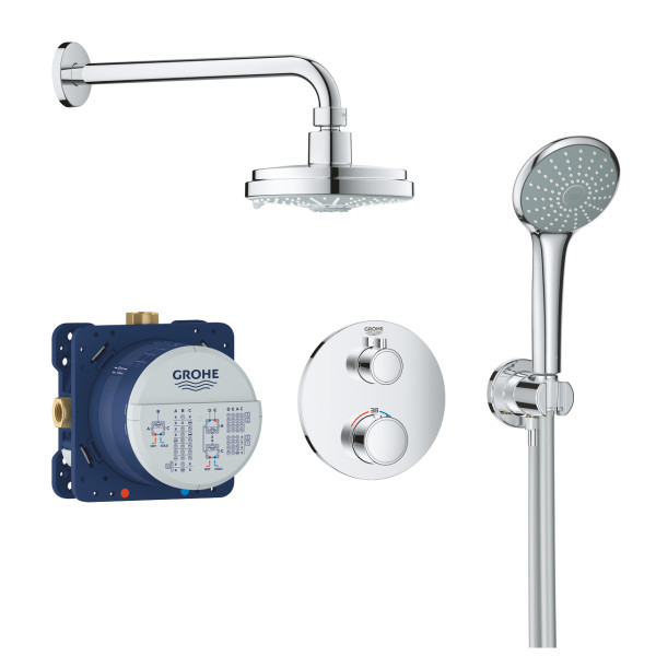 Grohe 34 735 000 Grohtherm Набор для комплектации душа: терм. на 2 потр., Ø160/100 мм, 4/1 режим. Фото 1