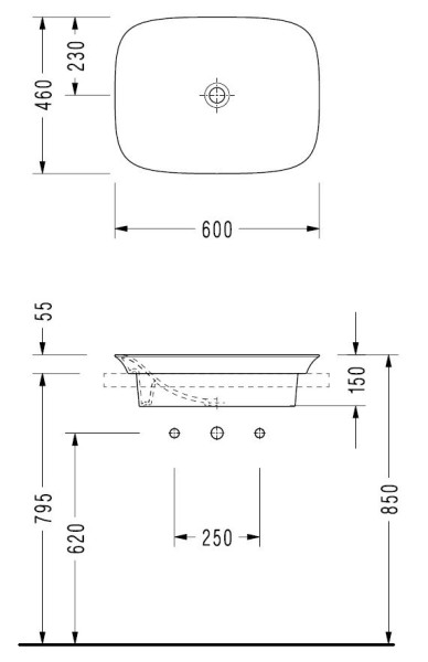 HR33DXS110H HERA раковина для установки в столешницу 46х60 см, Serel. Фото 2