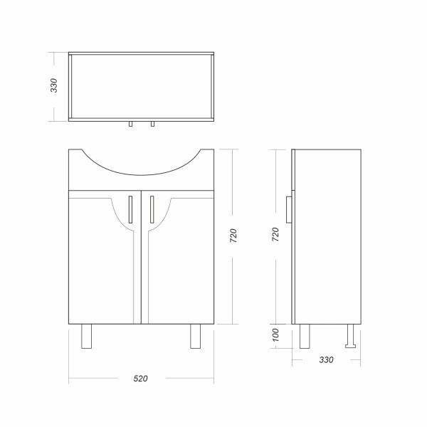 ИДЕАЛ Тумба напольная 520х820х330, бел (подходит умывальник мебельный Реал 56). Фото 2