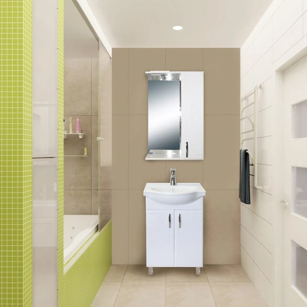 ИДЕАЛ Тумба напольная 520х820х330, бел (подходит умывальник мебельный Реал 56). Фото 4