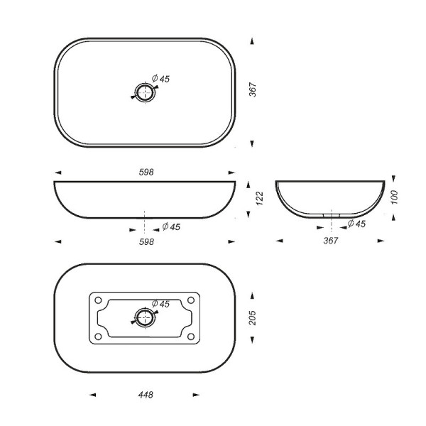 INFINITY 60 Умывальник накладной Белый S1 (WB.CT/Infinity/60-N/WHT.G/S1). Фото 2