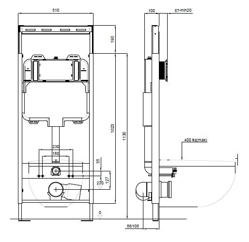 INS-0000009 Aquatek Easy Fix 51 Монтаж рама для подв унитаза1130*510*100+звукоизоляционная прокладка (СНЯТА С ПРОИЗВОДСТВА. продаем из наличия). Фото 2