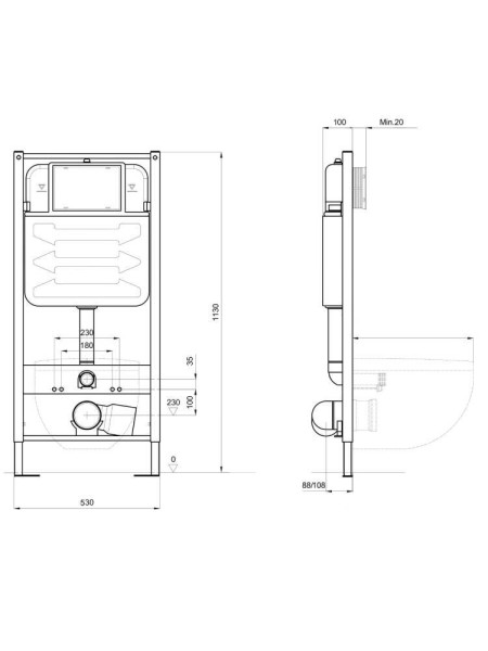 INSP-0000001 Aquatek Pneumo S50 Монтаж рама пневматическая для подв унитаза1130*530*100+звукоизоляцион прокладка. Фото 3