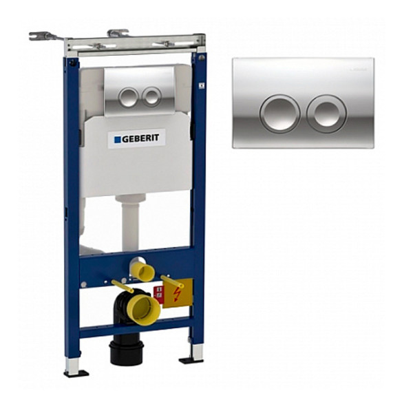 Инсталляция для подвес. унитаза Duofix, 112 см, со смыв. бачком 3/6 л, клавиша Delta 21 хром глянец, компл.крепежа 50 см (458.122.21.1). Фото 1