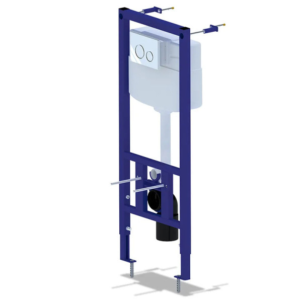 Инсталляция для подвесного унитаза АНИ Пласт с клавишей смыва глянцевый хром, круглые кнопки (WCP1131). Фото 1
