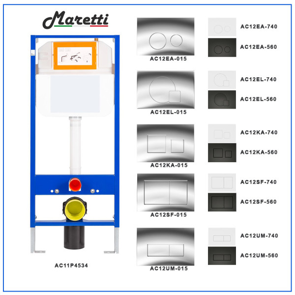 Инсталляция для подвесного унитаза Maretti AC11P4534, без клавиши. Фото 4