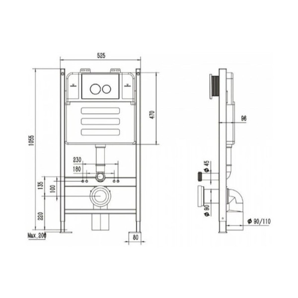 Инсталляция для подвесного унитаза Maretti AC11P5014, без клавиши. Фото 5