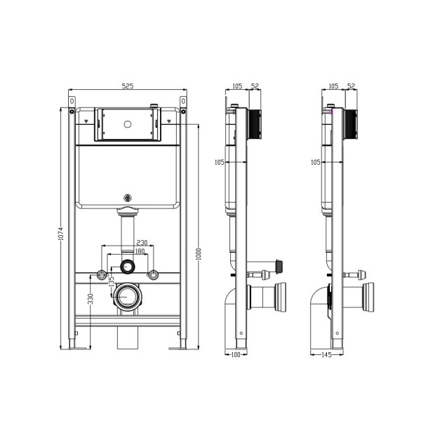 Инсталляция для подвесного унитаза TIMO TWC-01, без клавиши. Фото 2