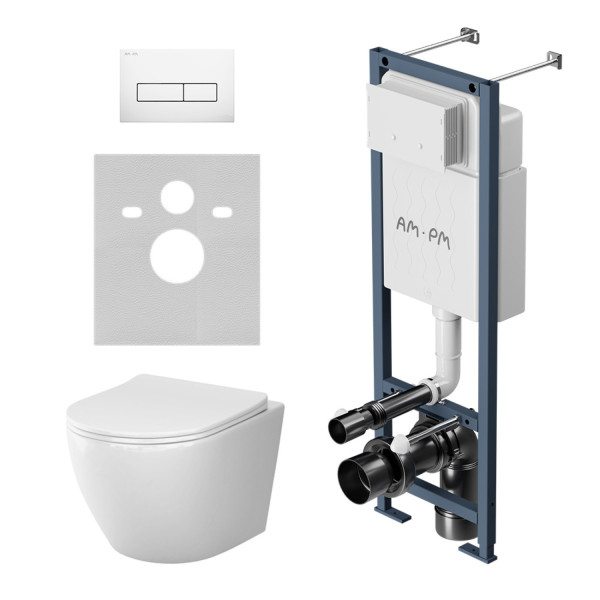 Инсталляция ErgoFit с подвесным унитазом Aquaspin с сиденьем микролифт и клавишей. Фото 2