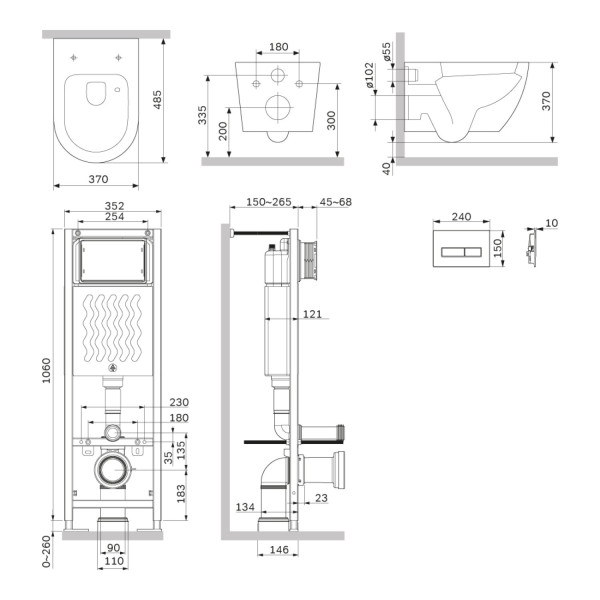 Инсталляция ErgoFit с подвесным унитазом Aquaspin с сиденьем микролифт и клавишей. Фото 3