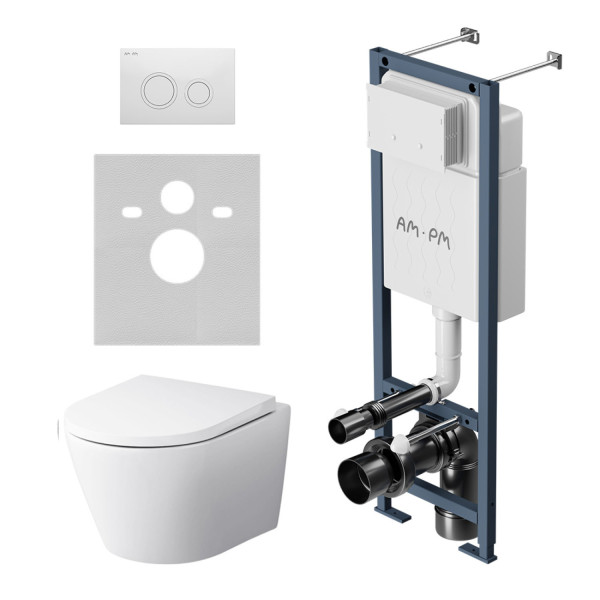 Инсталляция ErgoFit с подвесным унитазом FlashClean с сиденьем микролифт и клавишей. Фото 2