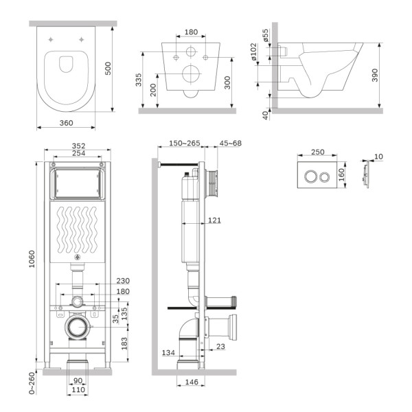 Инсталляция ErgoFit с подвесным унитазом FlashClean с сиденьем микролифт и клавишей. Фото 3