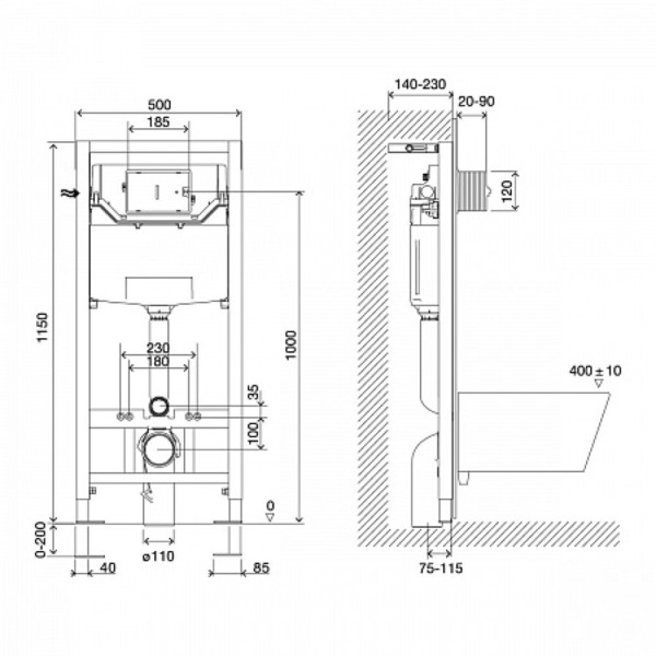 Инсталляция Lemark PENEDA EXPERT механическая для подвесных унитазов, без кнопки смыва. Фото 3