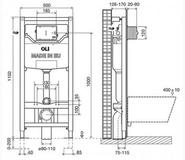Инсталляция OLI 120 PLUS (0500*1150*0126), механическая (аналог 879236/879566). Фото 2