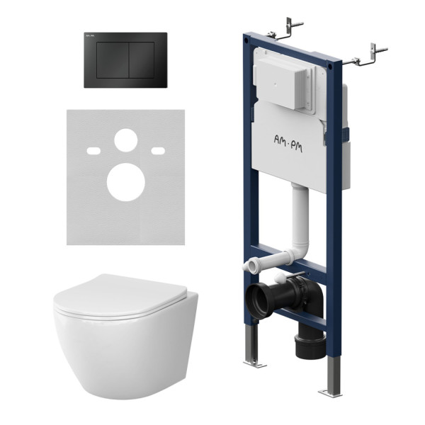 IS90238.801900 Инсталляция с клав PrimeFit S, мат.черный, с подвес унит Like Aquaspin с сид м/лифт. Фото 1