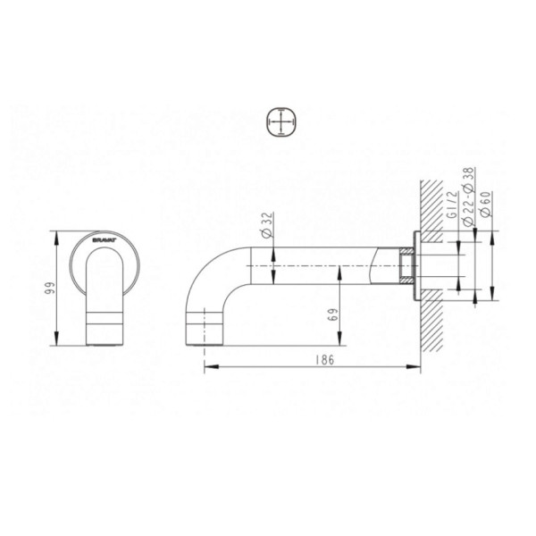 Излив Bravat Built-in FS101C-RUS, хром. Фото 2