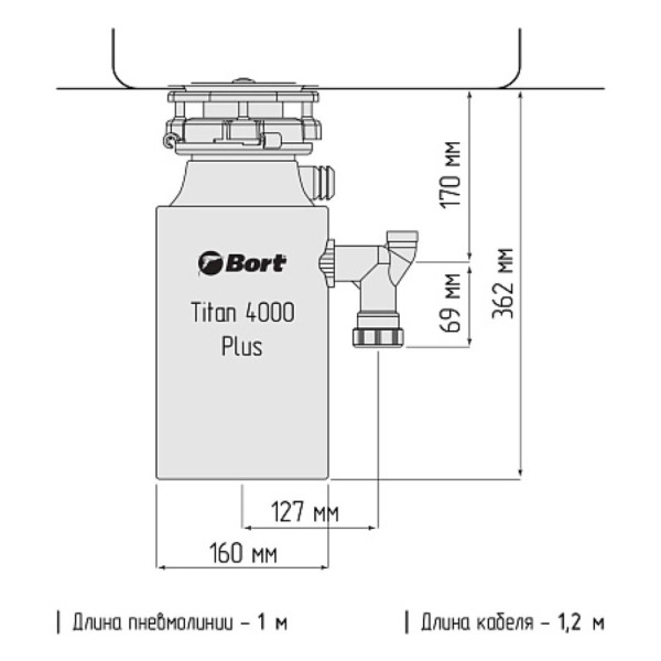 Измельчитель пищевых отходов BORT TITAN 4000 Plus. Фото 11