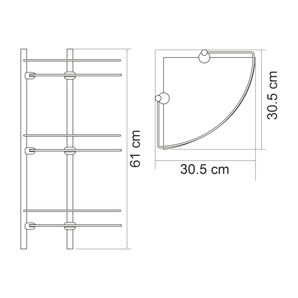 K-3133WHITE Полка стеклянная тройная угловая. Фото 2