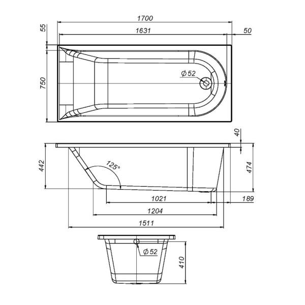 Каркас для ванны 170x75 см. Фото 3