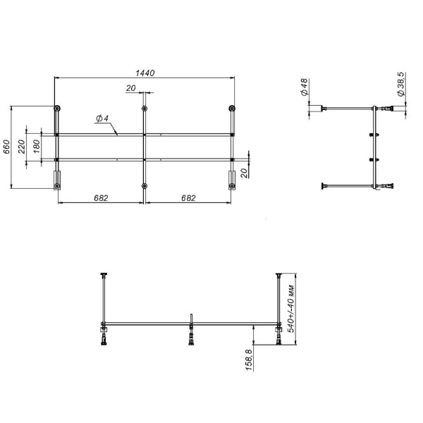 Каркас для ванны, разборный 150х70 см. Фото 2