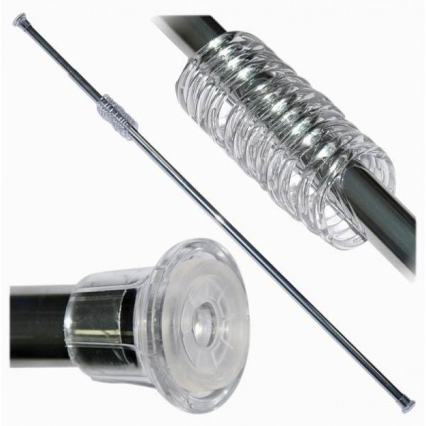 Карниз для ванной "Прима" 120*210см, хром с серыми кольцами. Фото 1