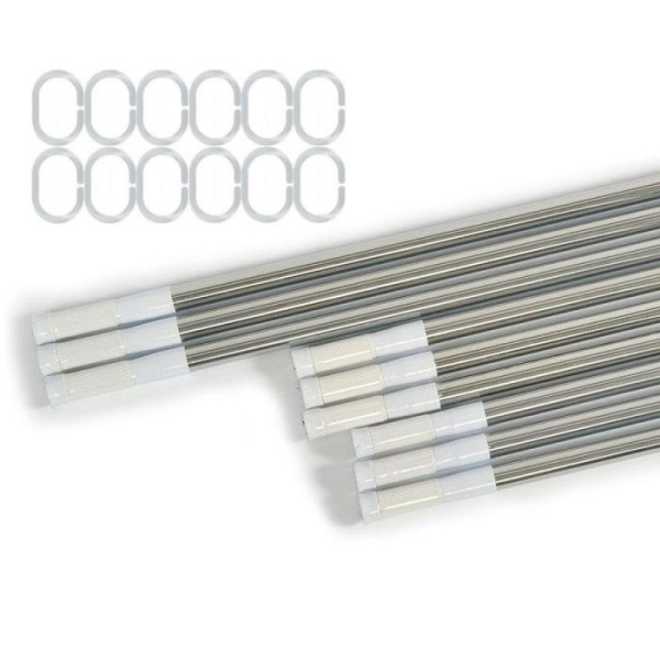 Карниз для ванной "Zollen" (арт.ZR112078242) 110-200см, d-2,5 см хром,нержавеющая сталь, с кольцами. Фото 1