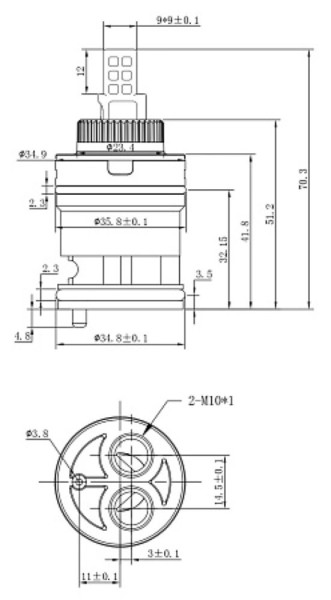 Картридж прямого подключения FeedForward,латун.резьба, 35мм.. Фото 2