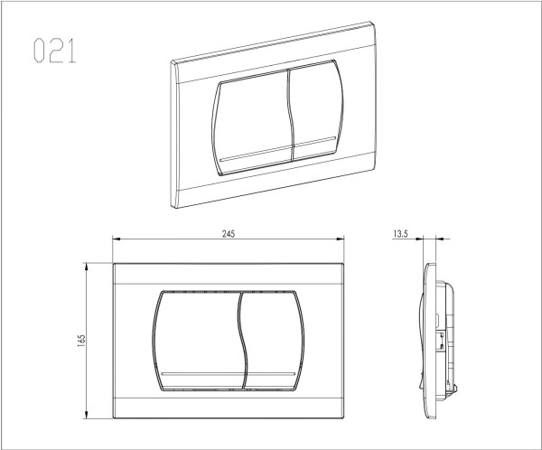 KDI-0000047 (021B) Панель смыва Хром глянец (клавиши прямоугольные). Фото 2