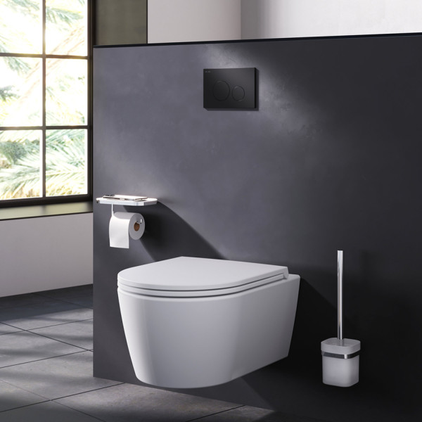 Клавиша для инсталляции пневматическая, пластик, черный матовый. Фото 2