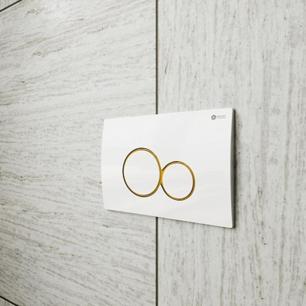 Клавиша смыва для инсталляции Point Виктория, белая/золото, PN44061WG. Фото 3