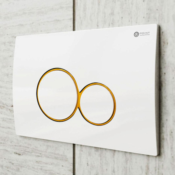 Клавиша смыва для инсталляции Point Виктория, белая/золото, PN44061WG. Фото 4