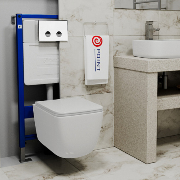 Клавиша смыва для пневматической инсталляции Point Венера, белый/хром, PN44071WC. Фото 4